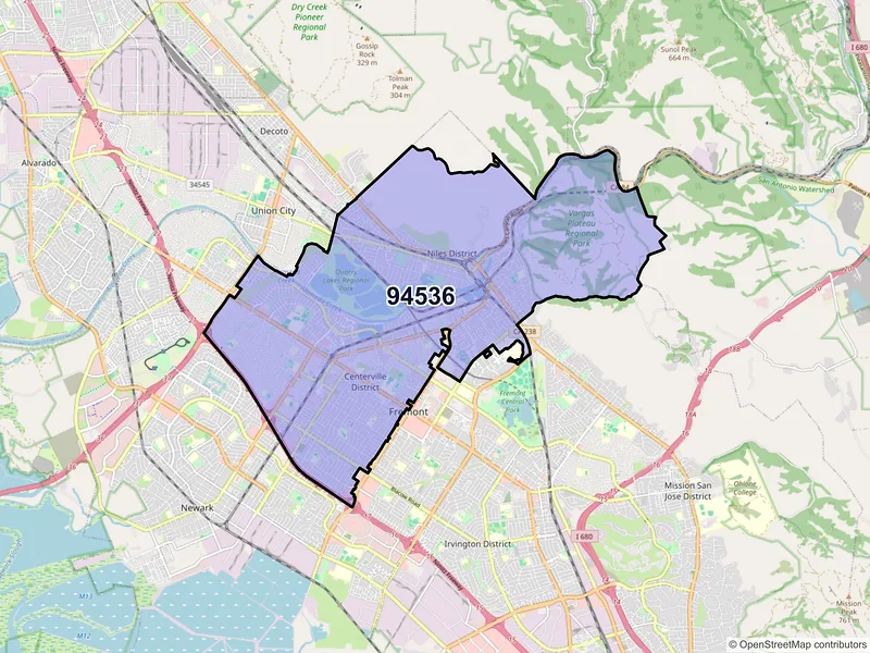 Map of ZIP Code 94536 — Fremont, CA