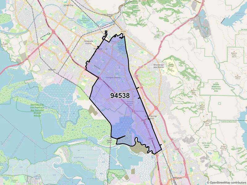 Map of ZIP Code 94538 — Fremont, CA