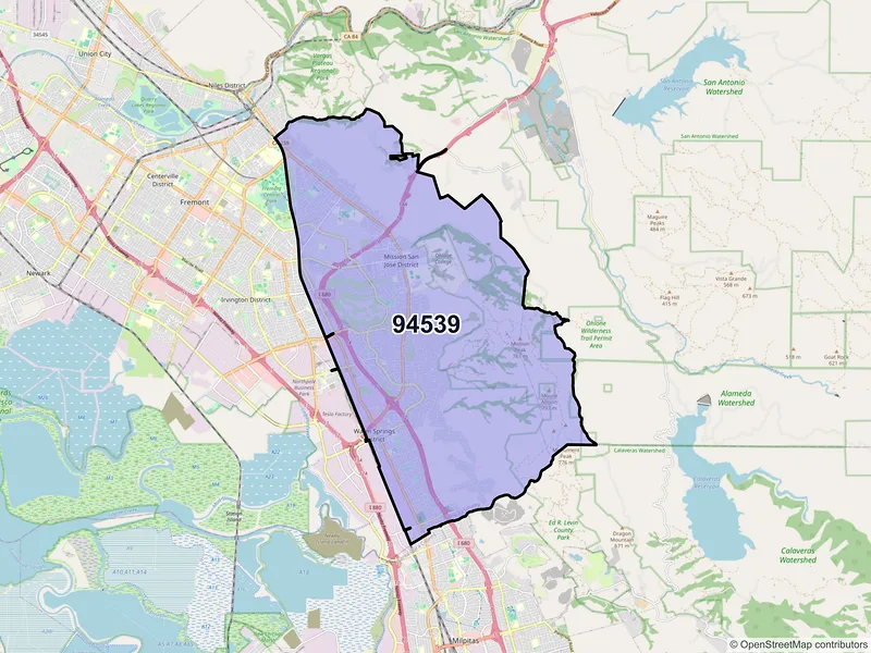 Map of ZIP Code 94539 — Fremont, CA