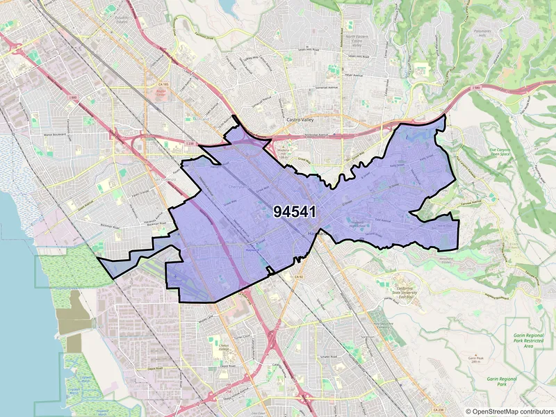Map of ZIP Code 94541 — Hayward, CA