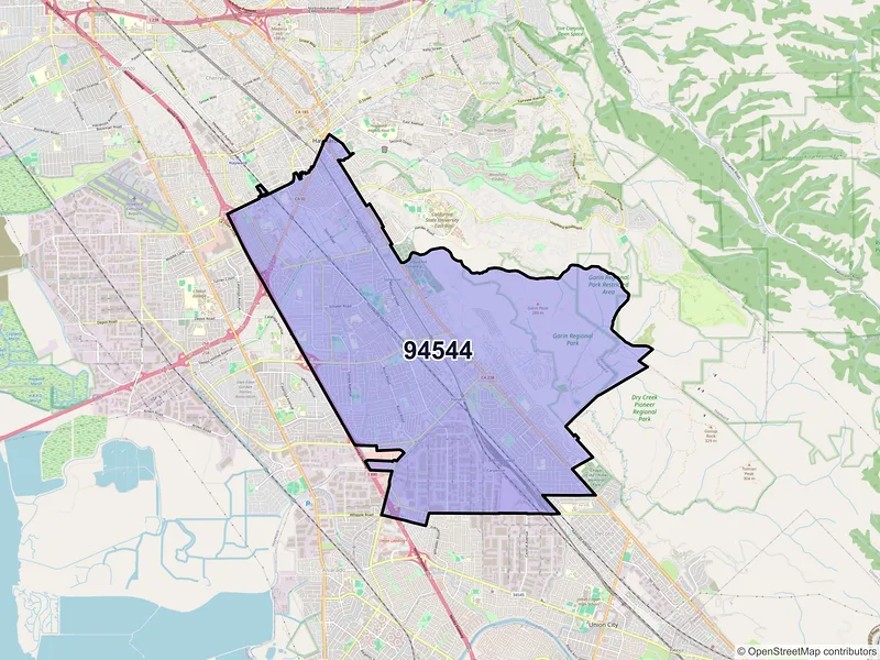 Map of ZIP Code 94544 — Hayward, CA
