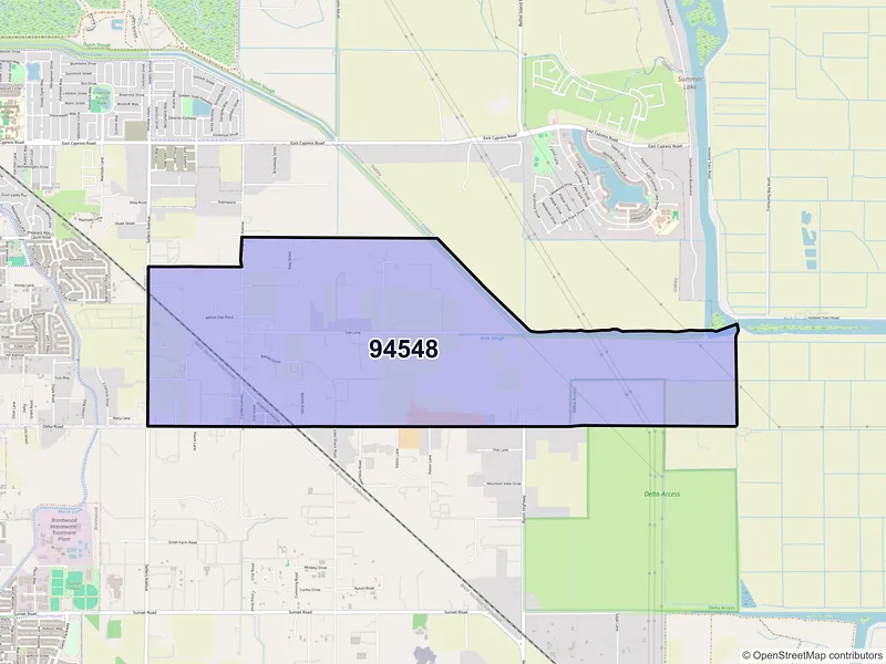 Map of Knightsen, California and ZIP codes