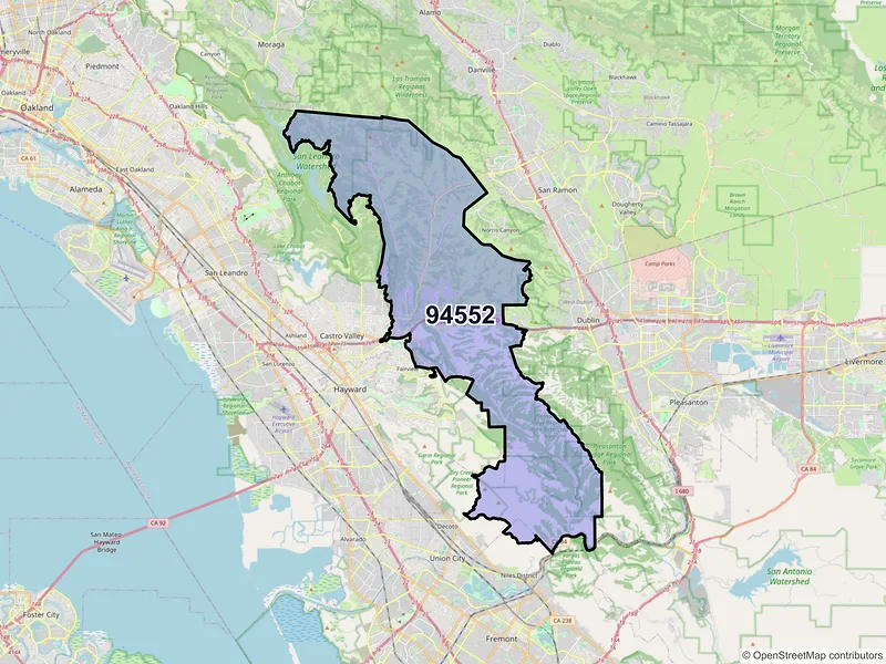 Map of ZIP Code 94552 — Castro Valley, CA