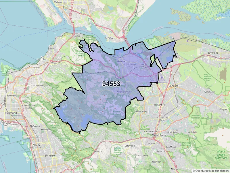 Map of ZIP Code 94553 — Martinez, CA