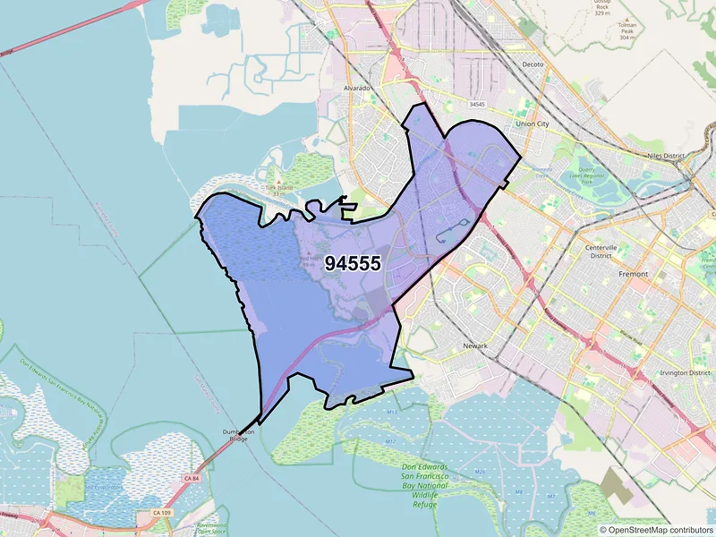 Map of ZIP Code 94555 — Fremont, CA