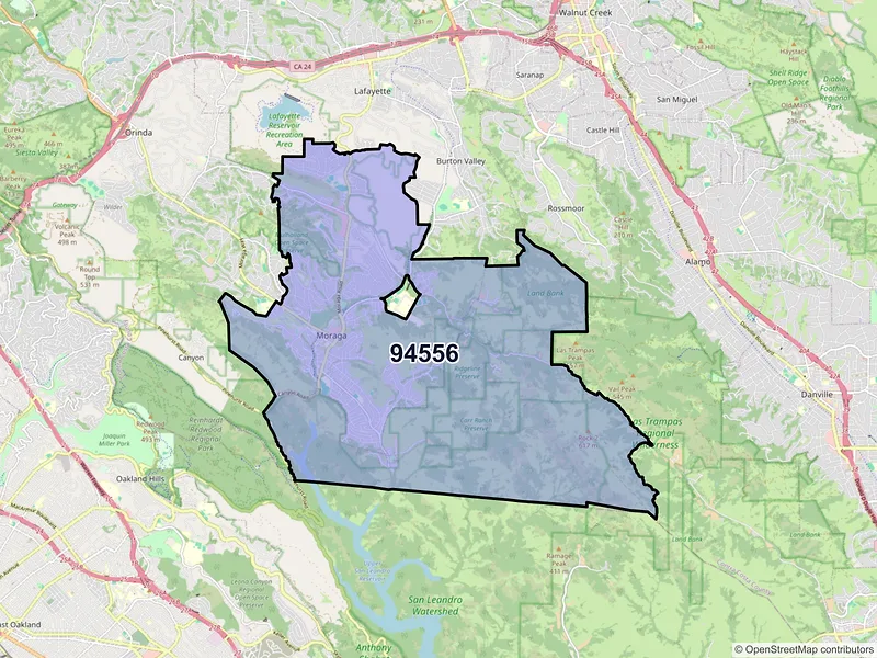Map of ZIP Code 94556 — Moraga, CA