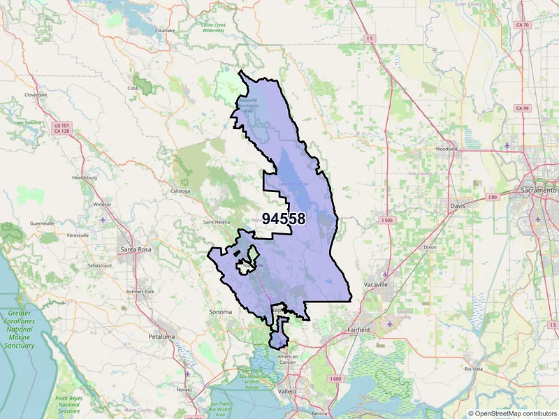 Map of ZIP Code 94558 — Napa, CA