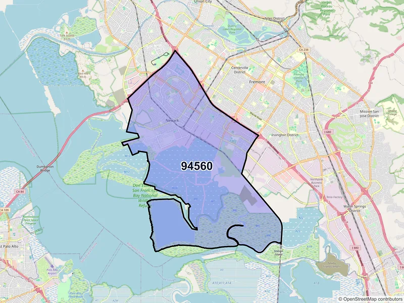 Map of ZIP Code 94560 — Newark, CA