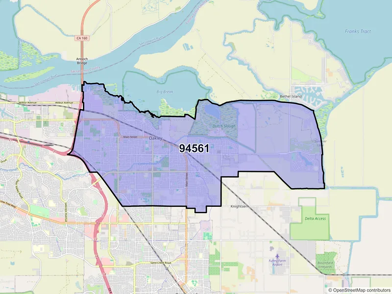 Map of ZIP Code 94561 — Oakley, CA