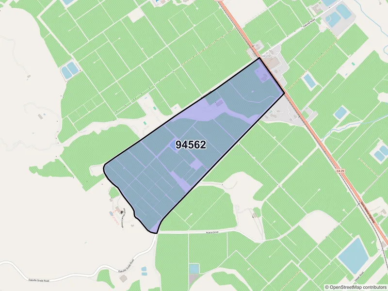 Map of Oakville, California and ZIP codes