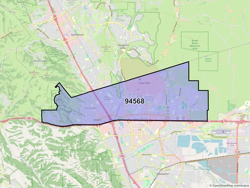 Map of ZIP Code 94568 — Dublin, CA