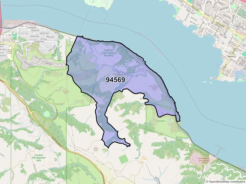 Map of Port Costa, California and ZIP codes