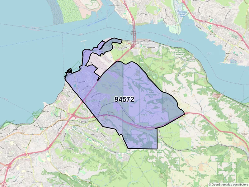 Map of Rodeo, California and ZIP codes