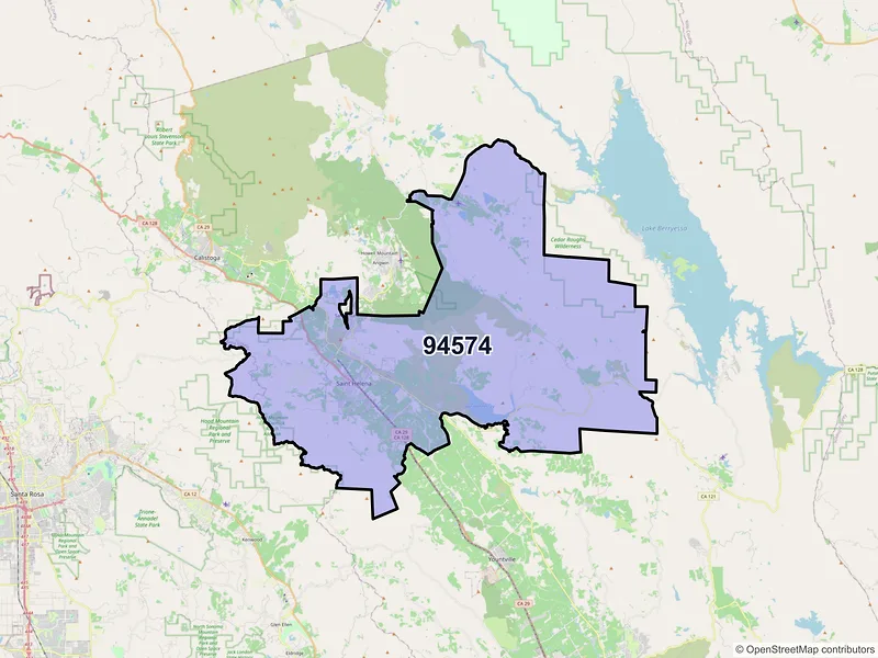 Map of ZIP Code 94574 — Saint Helena, CA
