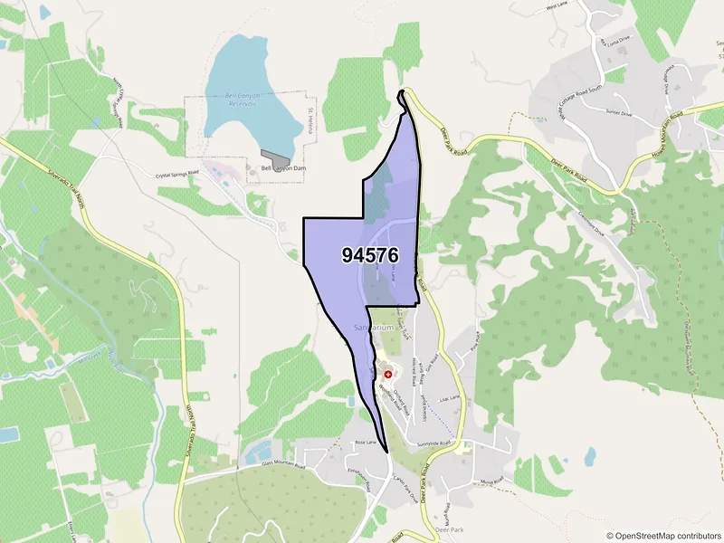 Map of Deer Park, California and ZIP codes