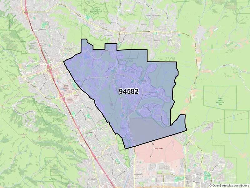 Map of ZIP Code 94582 — San Ramon, CA