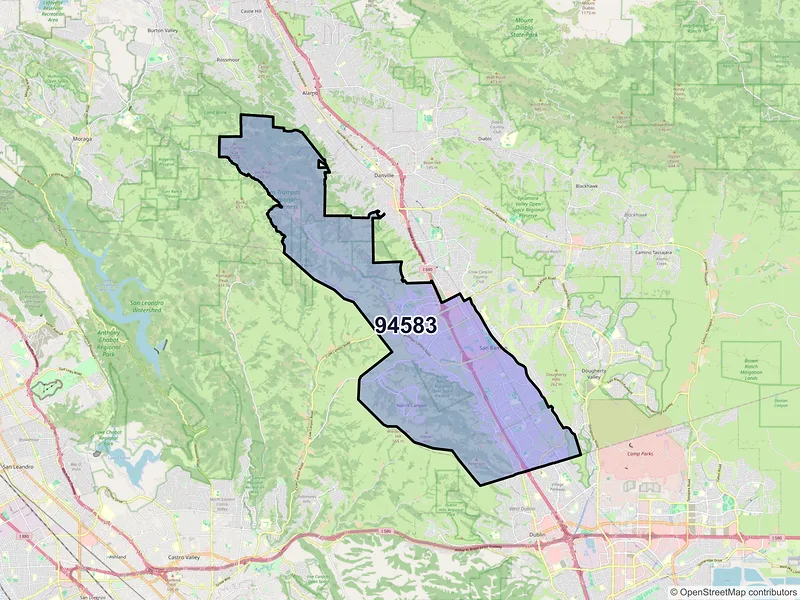 Map of ZIP Code 94583 — San Ramon, CA