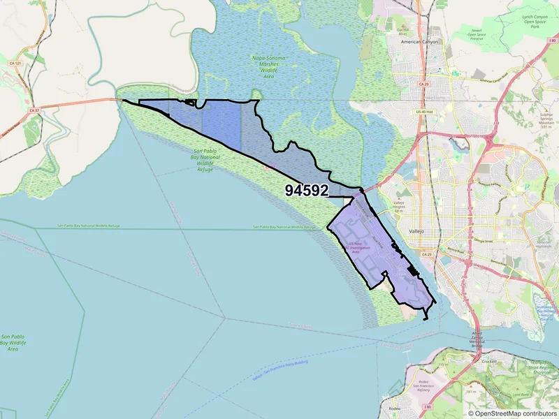 Map of ZIP Code 94592 — Vallejo, CA