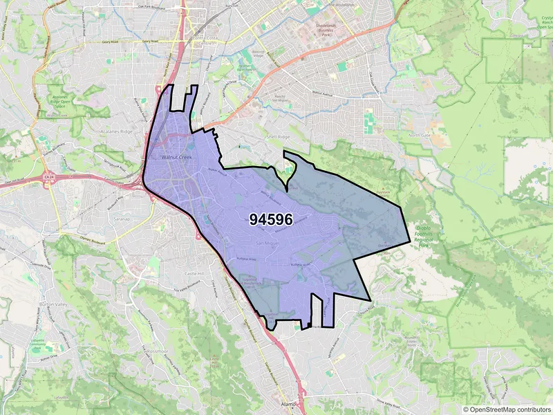 Map of ZIP Code 94596 — Walnut Creek, CA