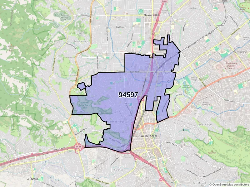 Map of ZIP Code 94597 — Walnut Creek, CA