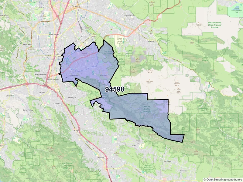 Map of ZIP Code 94598 — Walnut Creek, CA