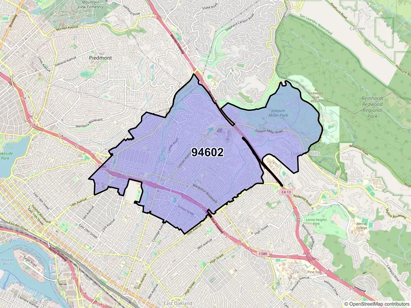 Map of ZIP Code 94602 — Oakland, CA