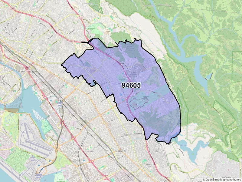 Map of ZIP Code 94605 — Oakland, CA