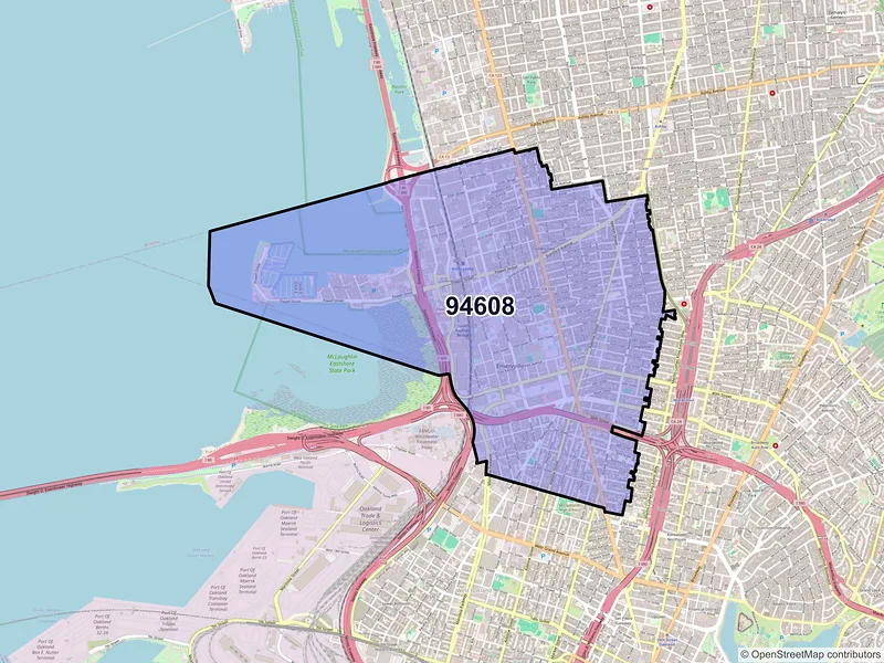 Map of ZIP Code 94608 — Emeryville, CA