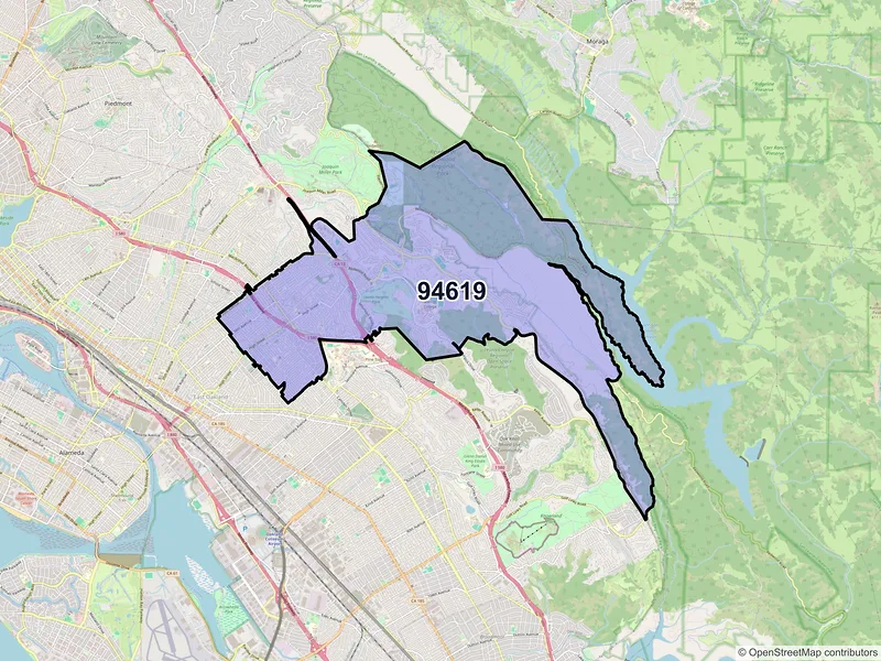Map of ZIP Code 94619 — Oakland, CA