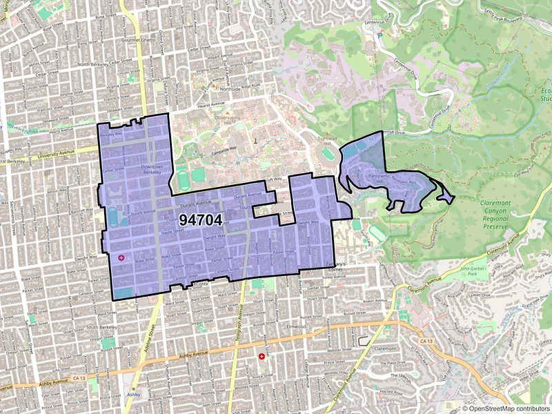 Map of ZIP Code 94704 — Berkeley, CA