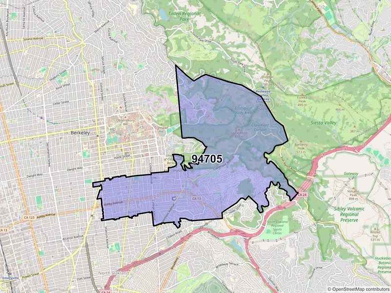Map of ZIP Code 94705 — Berkeley, CA