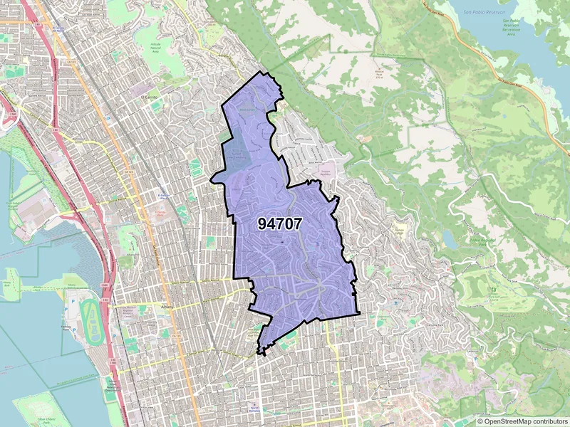Map of ZIP Code 94707 — Berkeley, CA