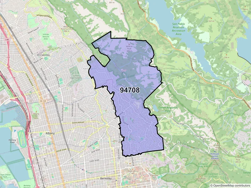 Map of ZIP Code 94708 — Berkeley, CA