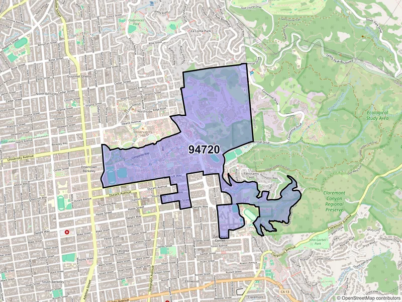 Map of ZIP Code 94720 — Berkeley, CA