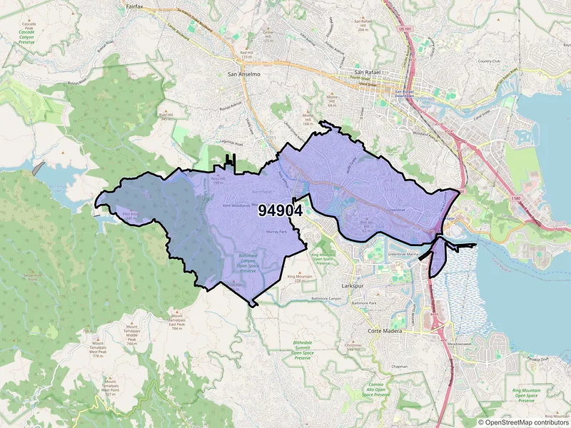 Map of ZIP Code 94904 — Greenbrae, CA