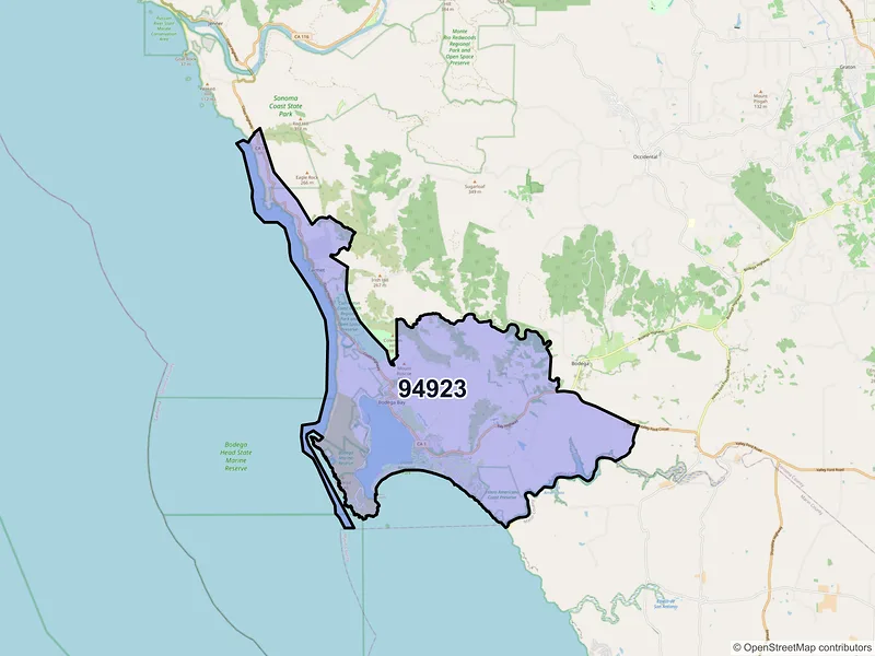 Map of ZIP Code 94923 — Bodega Bay, CA
