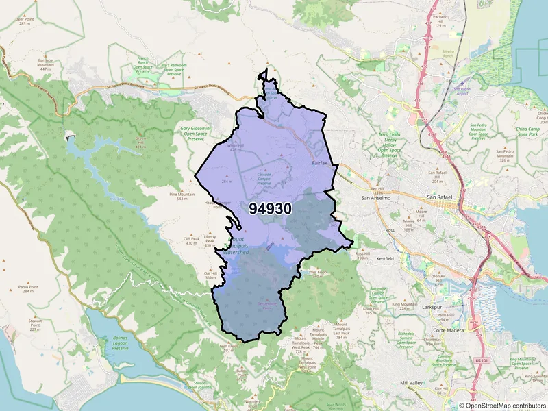 Map of ZIP Code 94930 — Fairfax, CA