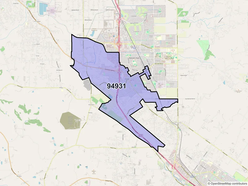 Map of ZIP Code 94931 — Cotati, CA