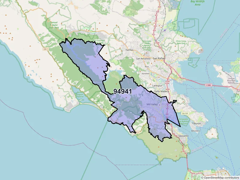 Map of ZIP Code 94941 — Mill Valley, CA
