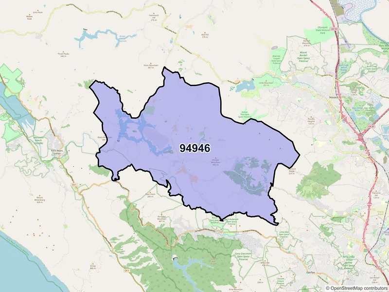 Map of ZIP Code 94946 — Nicasio, CA
