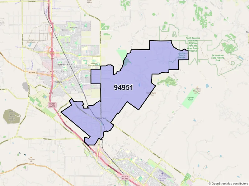 Map of ZIP Code 94951 — Penngrove, CA