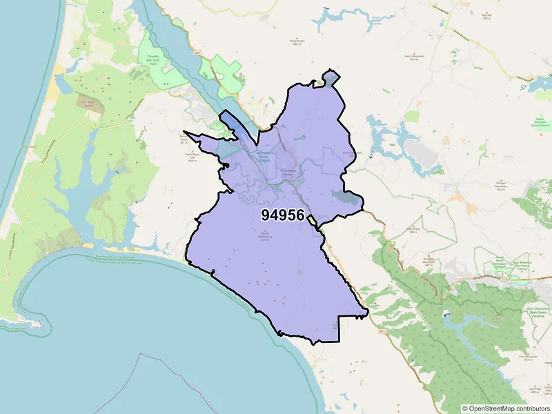 Map of ZIP Code 94956 — Point Reyes Station, CA