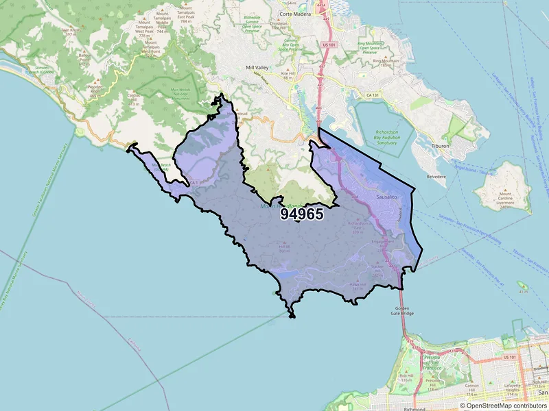 Map of ZIP Code 94965 — Sausalito, CA