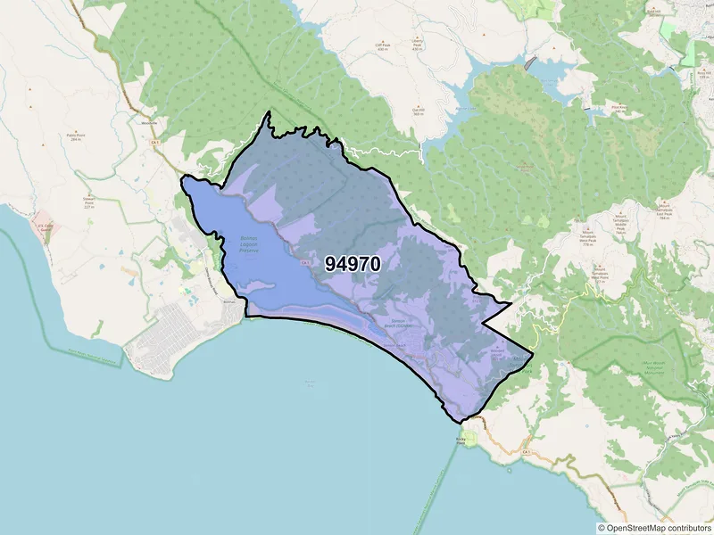 Map of ZIP Code 94970 — Stinson Beach, CA