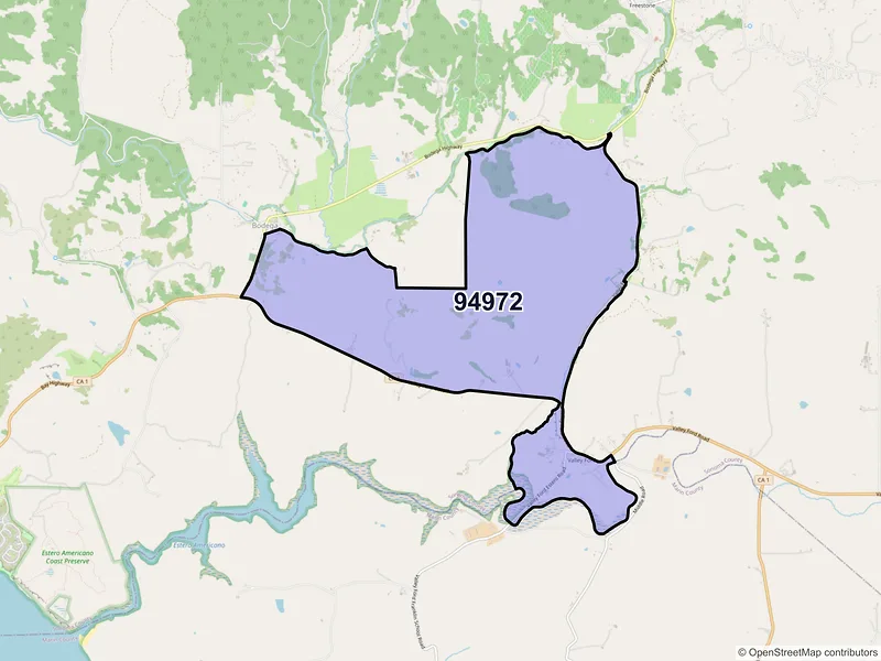 Map of ZIP Code 94972 — Valley Ford, CA