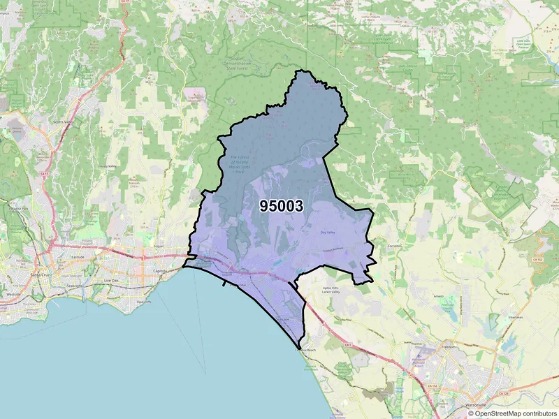Map of ZIP Code 95003 — Aptos, CA