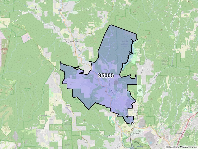 Map of ZIP Code 95005 — Ben Lomond, CA
