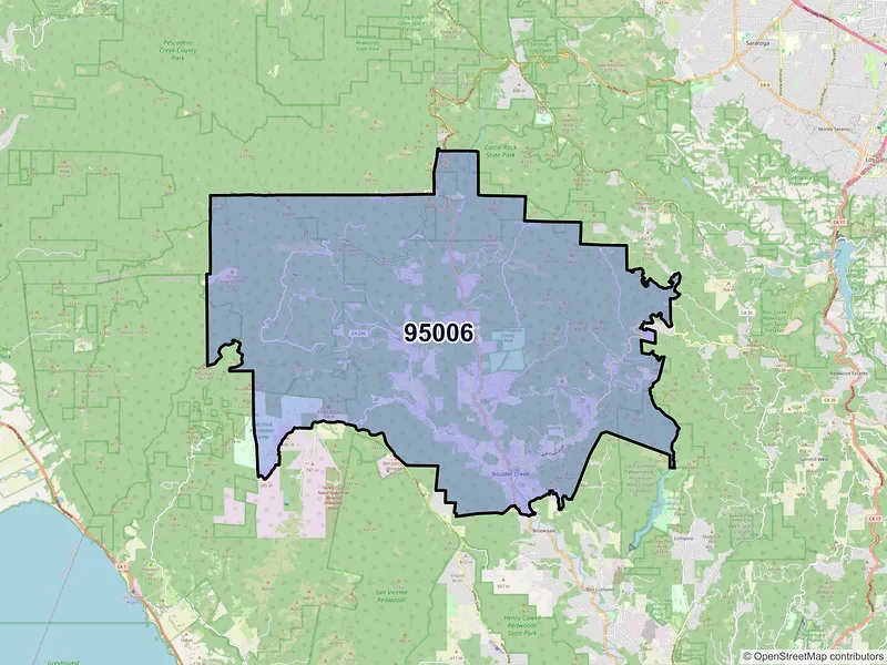 Map of ZIP Code 95006 — Boulder Creek, CA