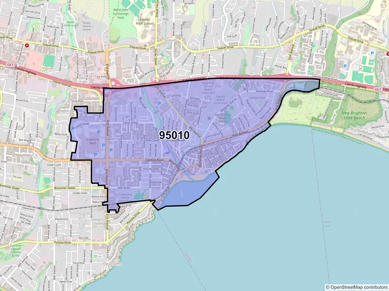 Map of ZIP Code 95010 — Capitola, CA