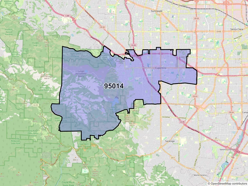 Map of ZIP Code 95014 — Cupertino, CA